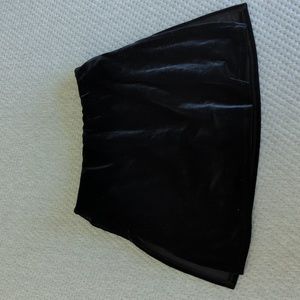 Velvet double slit mini skirt